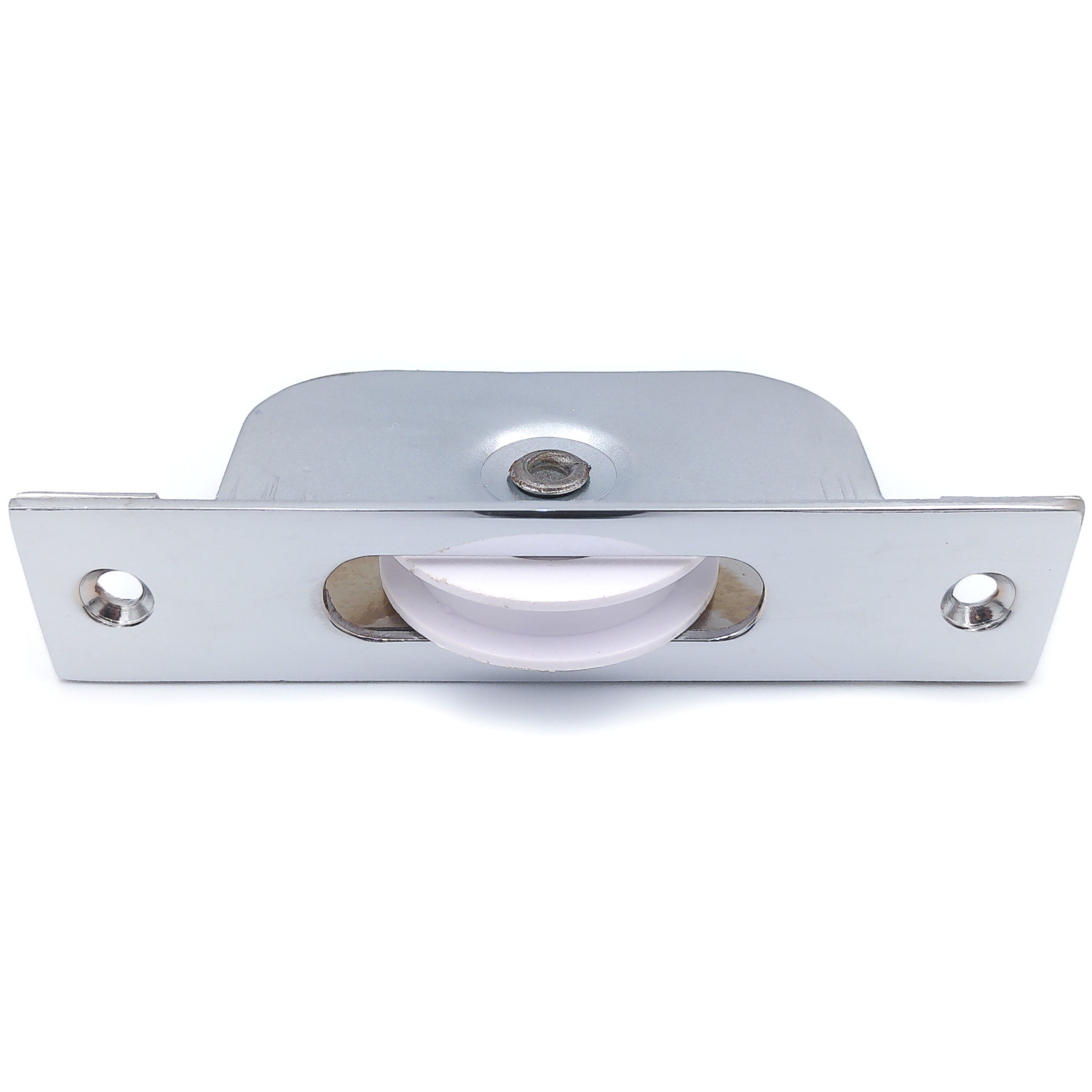 1 ¾″ Nylon Wheel Pulley – Polished Chrome – Brass Faceplate