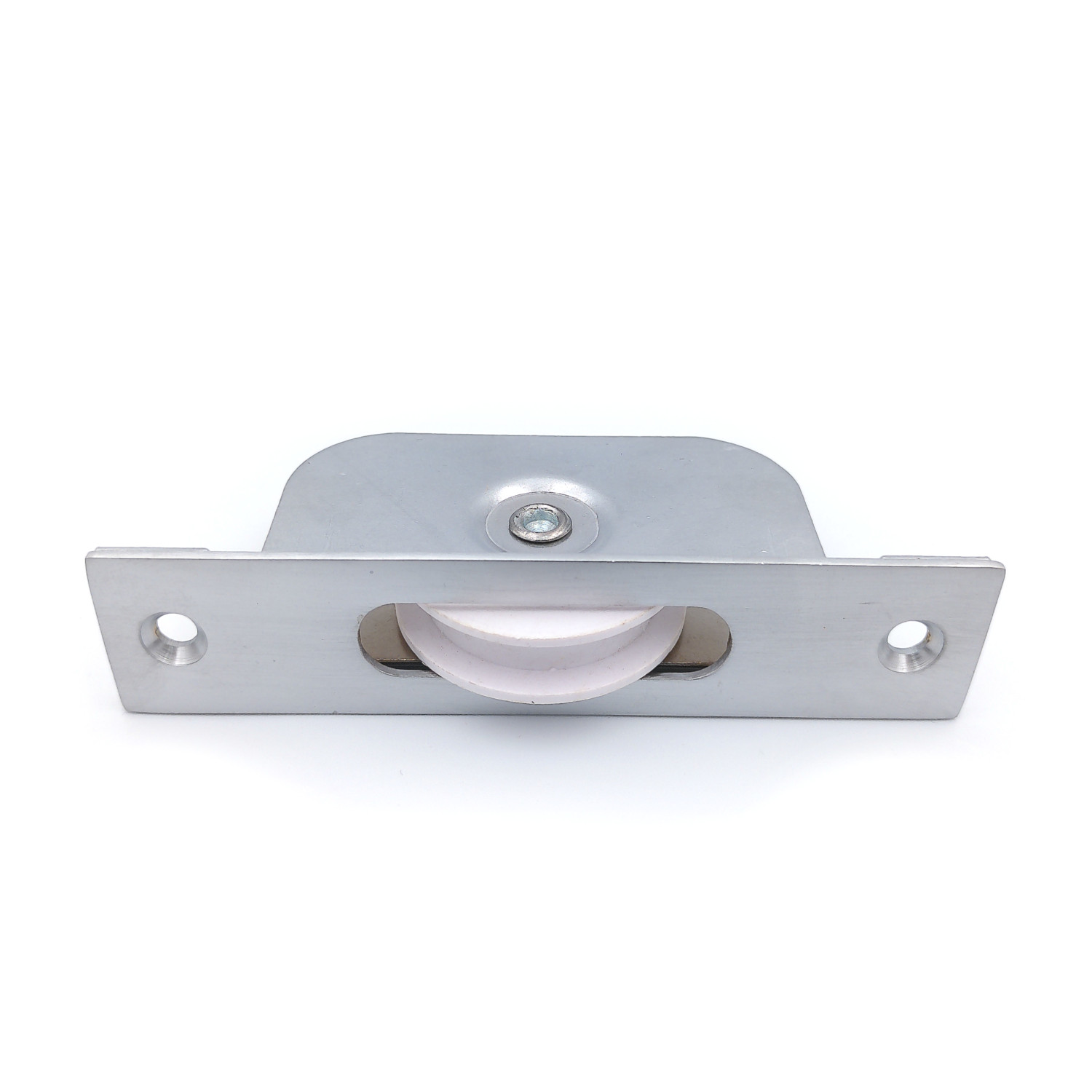 1 ¾″ Nylon Wheel Pulley – Satin Chrome – Brass Faceplate