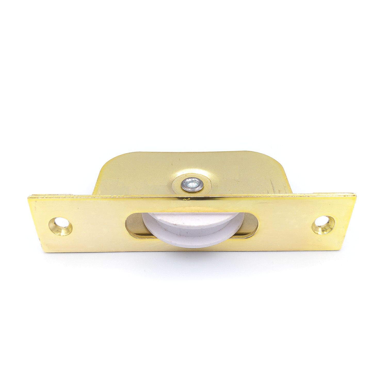 1 ¾″ Nylon Wheel Pulley - Electro Brassed - Steel Faceplate