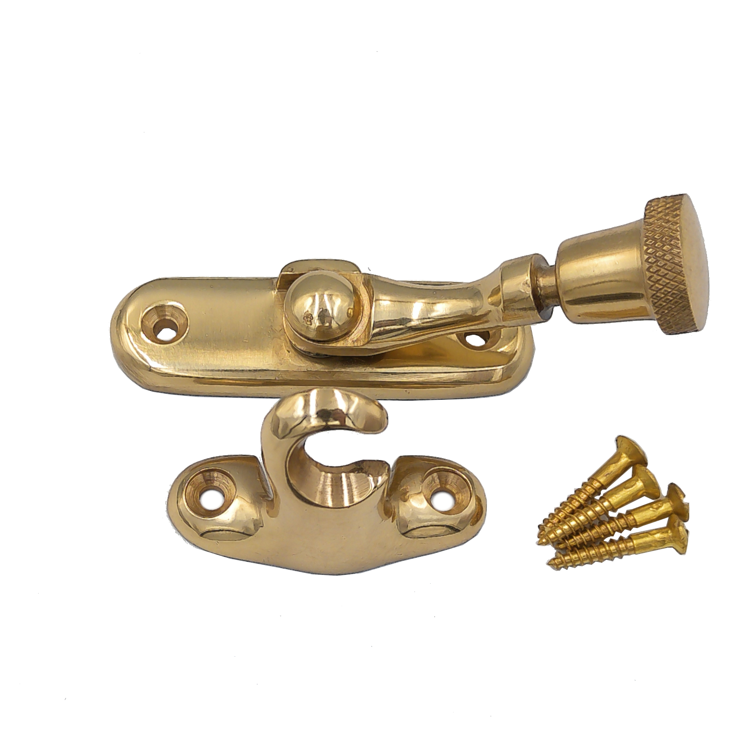 Swing Arm Brighton Fastener - Polished Brass - Non-Locking