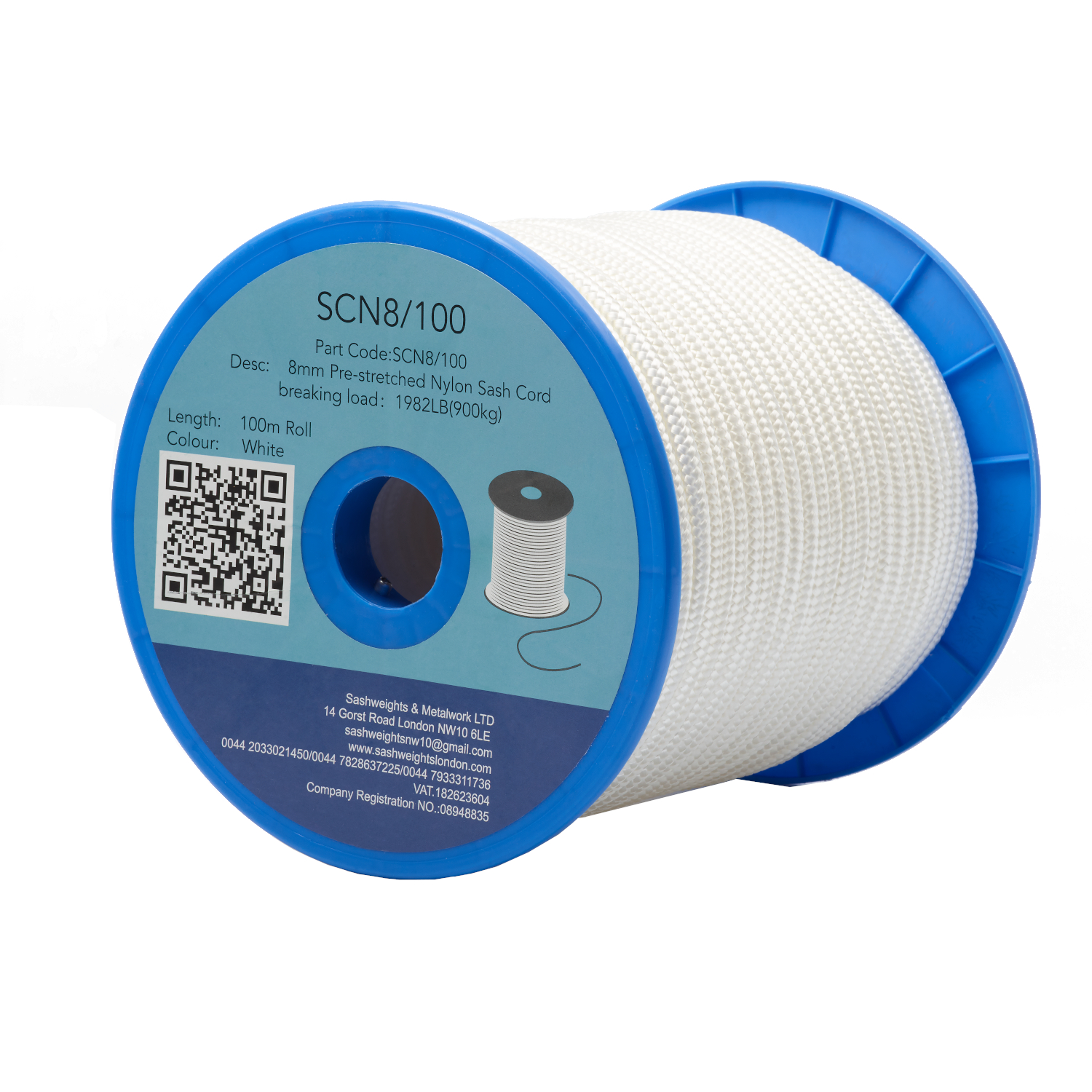 Pre-stretched Nylon Sash Cord 8mm/100m